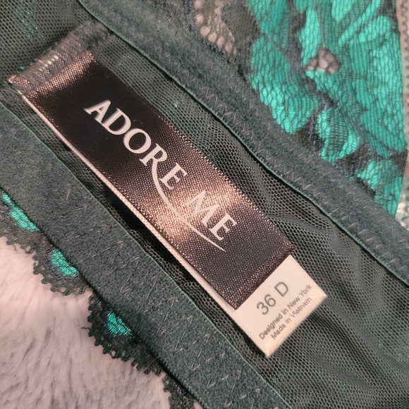 Adore Me Pushup Front Closure Bra Lacy Green and Blue - Picture 2 of 6